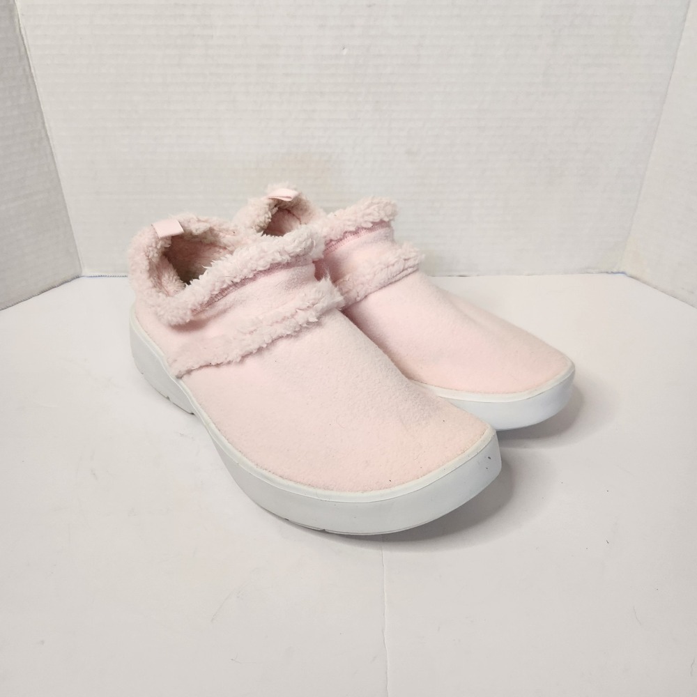 Oofos OOcoozie Slide Slipper Mule Fleece Sherpa House Shoe Slip-On Pink Size 11